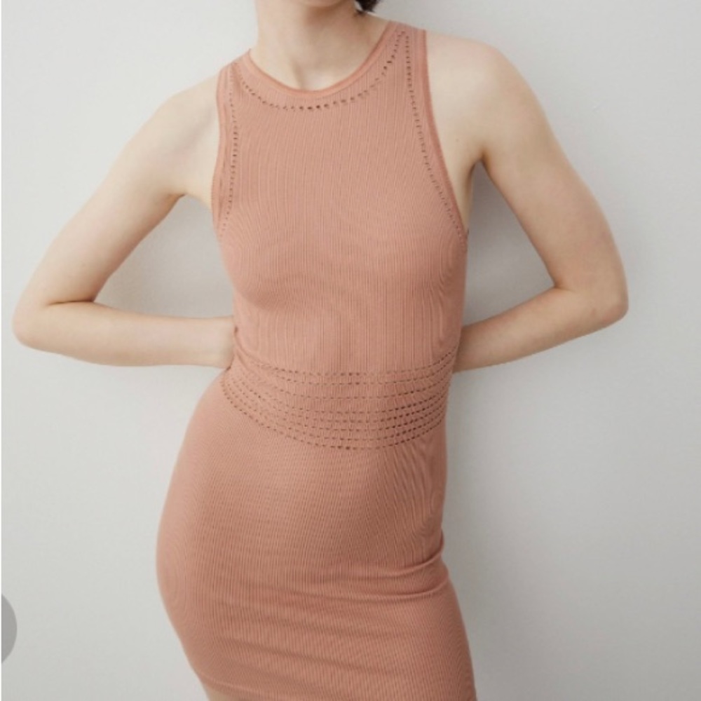 Zara seamless open work dress size XS-S color tan